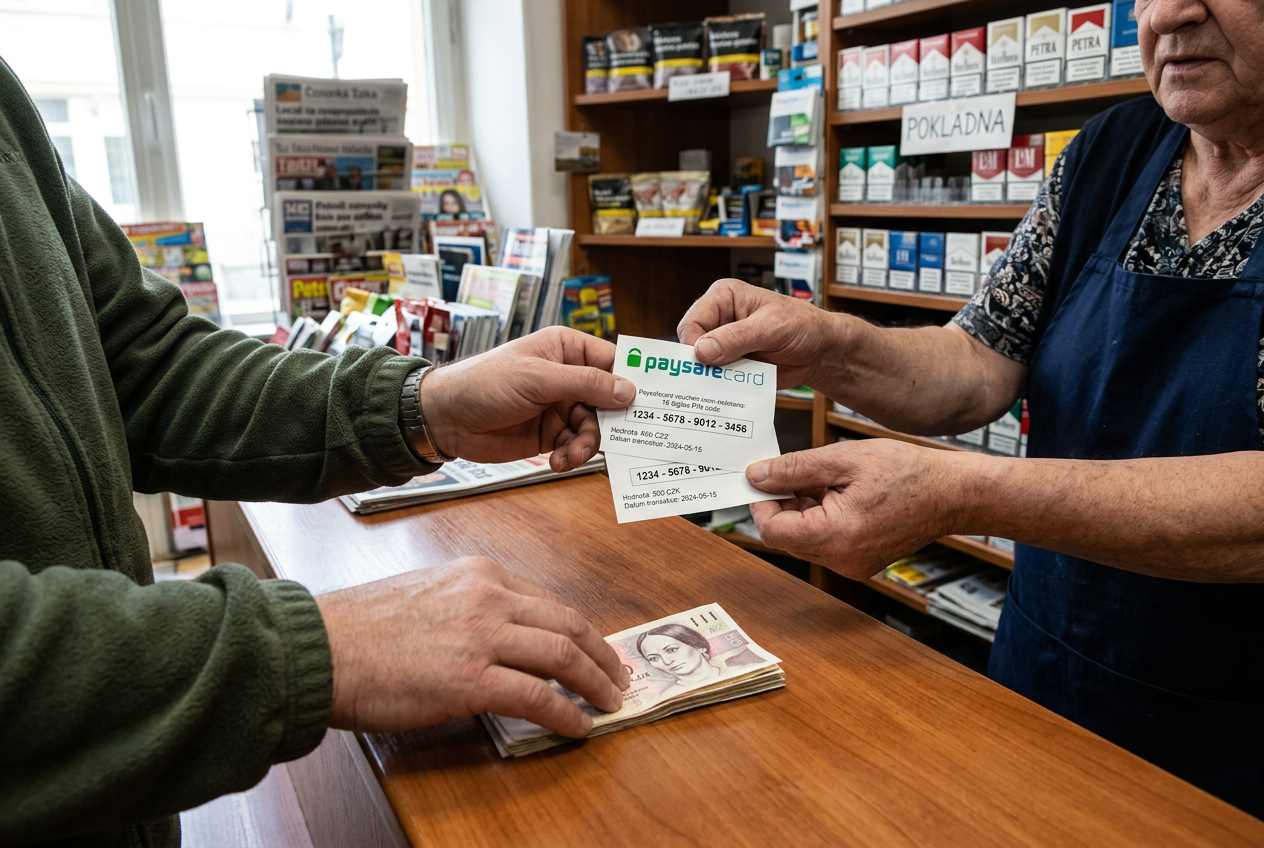 Nákup Paysafecard kupónu v českém obchodě s tiskem