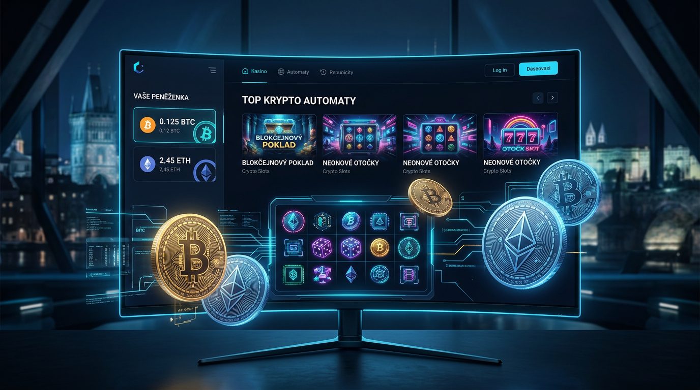 Moderní krypto kasino rozhraní s prvky blockchainu a kryptoměn